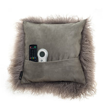 Load image into Gallery viewer, Mongolian Sheepskin Lambswool Cushion 40cm GREY