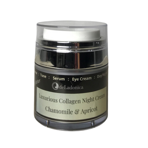 Luxurious Chamomile Collagen Night Cream 45ml Chrome Airless Pump Jar