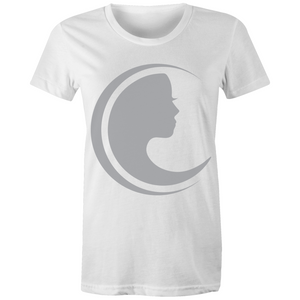deLadonica Womens Crew T-Shirt White Navy Black
